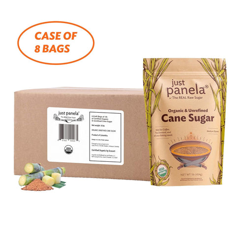 1 Pack 8 100% Just Panela Organic Unrefined Cane Sugar Pound of | Unprocessed, Raw Sugar | Great for Baking, Cooking