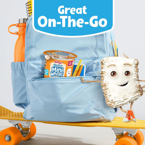 30oz (12 Kellogg's Frosted Mini-Wheats Breakfast Cereal Cups, High Fiber Cereal, Kids Snacks, Original, Case Cups)