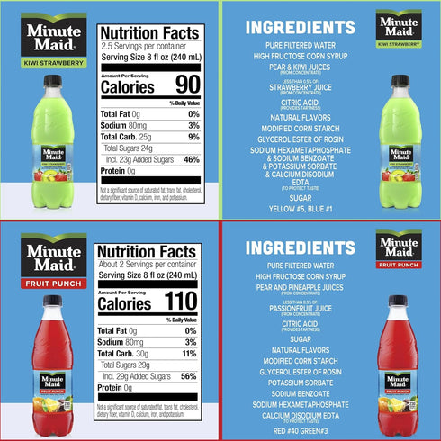 ADVENTURE BOX 5 Pack, 20 Oz (Pack 10) Minute Maid Fruit Punch Flavors Variety Lemonade And Fruit Drinks