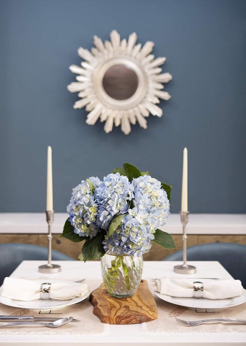 6 KaBloom - Beauty Bouquet of Blue Hydrangeas with Vase - Fresh Flowers for Birthday, Valentine's & Mother's Day