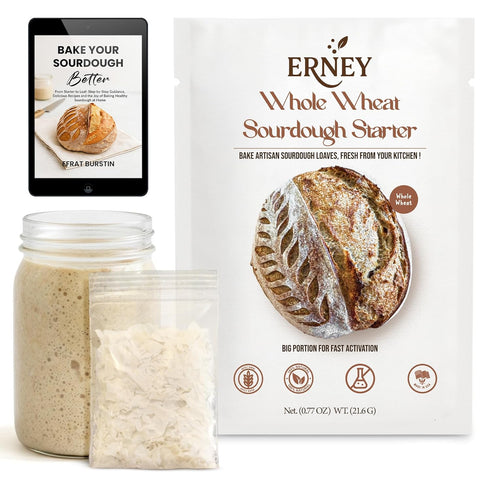 ERNEY Dehydrated Whole Wheat Sourdough Starter for Bread Making - Perfect Rise Whole