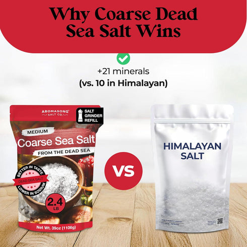 100% 2.43 lb. Packaging Aromasong Natural & Pure Sea Salt Coarse Grain, | Ideal Coarse Salt for Grinder Refill - May