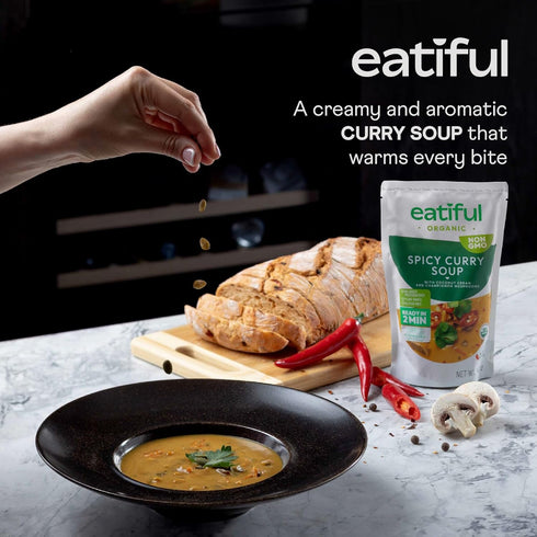 14.1 (Pack 1) EATIFUL Curry Soup, Made With Organic Vegetables, Thai Ready To Eat Vegan Curry Soup, No Added