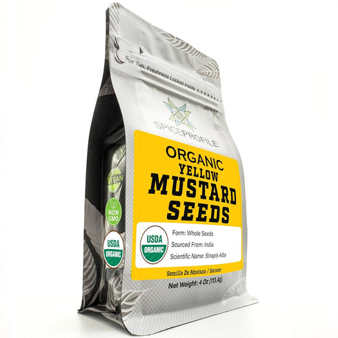 Spice Profile USDA Organic Yellow Mustard Seeds, Lab Tested for Heavy Metals,