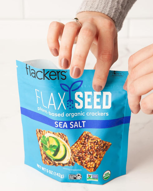 Flackers Organic Sea Salt Flaxseed Crackers, 5 Ounce, Gluten Free, Non GMO, Vegan Snack