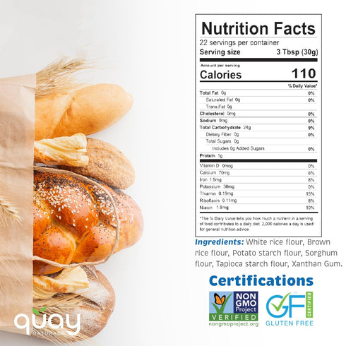 2 lbs, 1:1 Quay Naturals Organic Gluten Free All Purpose Baking Flour - No Grit, Wheat Substitution, Dairy Free