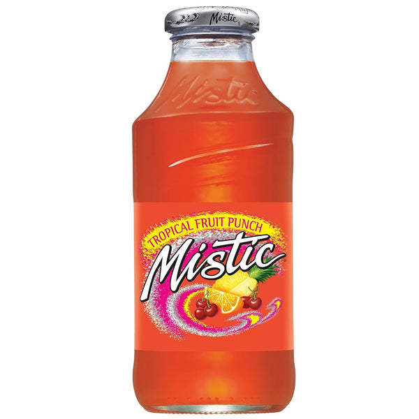 MISTIC Tropical Fruit Punch Juice, 16 fl oz (12 Glass Bottles)