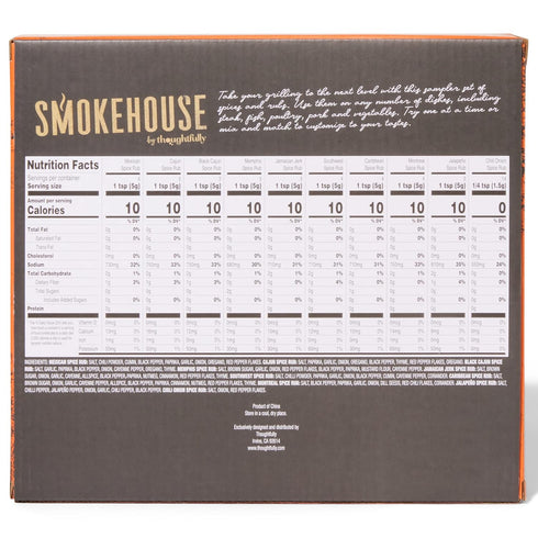 Set Pack 10 Smokehouse by Thoughtfully, Gourmet Grilling Spice in Mini Glass Bottles, Vegan and Vegetarian, Grill