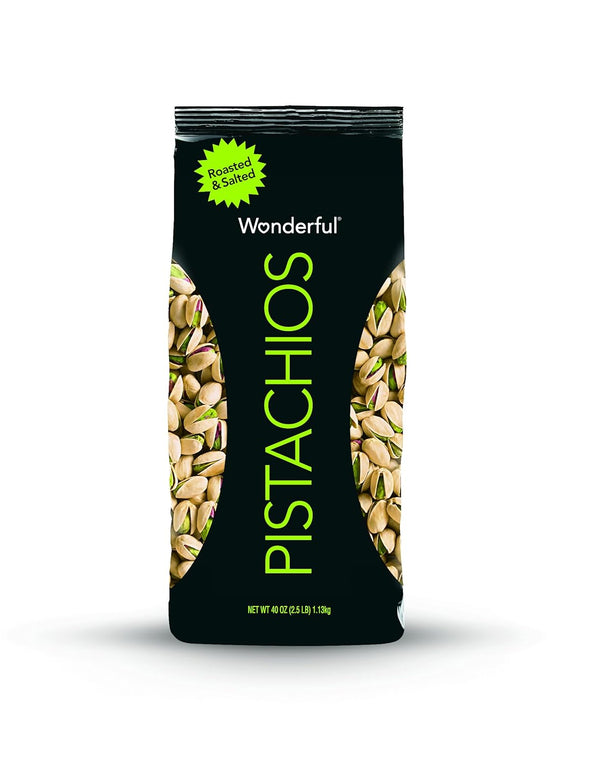 Wonderful Pistachios In Shell, Roasted & Salted, 40 Ounce Bag, Healthy Snack,