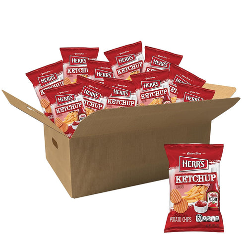 Herr's Ketchup Ripple Potato Chips Sample Pack (Pack of 12, 1 Ounce