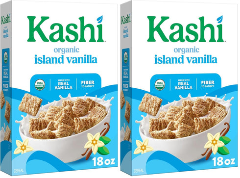 Kashi Breakfast Cereal, Organic, Fiber Cereal, Island Vanilla, 18oz Box (1 Box)