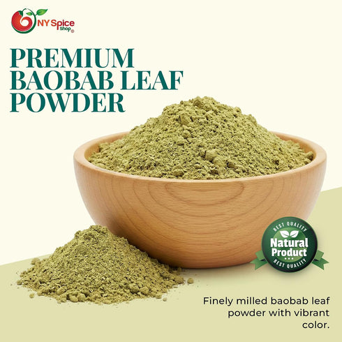 3 NY Spice Shop Baobab Leaf Powder - Pound Natural Baobab Powder Supplement - Baobab Leaves - Natural Dry Adansonia