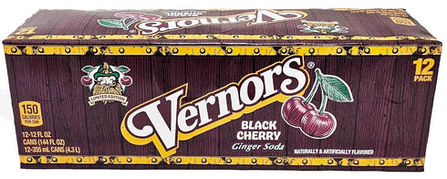 Vernors ginger ale (soda) Black Cherry flavored soda pop, 12-fluid ounce cans, 12-count