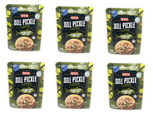 HEB Dill Pickle Flavored Wild Caught Seasoned Chunk Light Tuna 2.5oz Pouch -