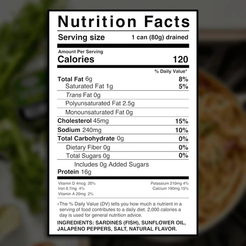 3.74oz (Pack 10) 16g Packaged Grace Sardines in Pepper In Vegetable Oil - of - Protein per Serving, Canned & Season