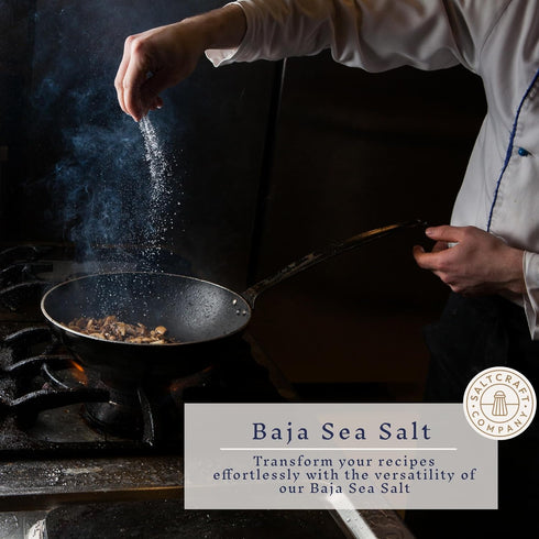 30% 16 oz SALTCRAFT Baja Sea Salt Fine Grain, Kosher Certified, Lower Sodium, Unrefined Mineral Salt Bag