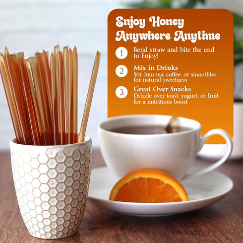 MOWI WOWI 100% Pack 10 Hemp Honey Straws - USA Pure, Raw, Unfiltered Honey - Infused with Hemp Oil, Non-GMO