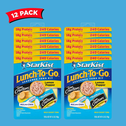 4.2 oz 12 Pack StarKist Lunch-To-Go Tuna Creations Lemon Pepper Pouch, Kit