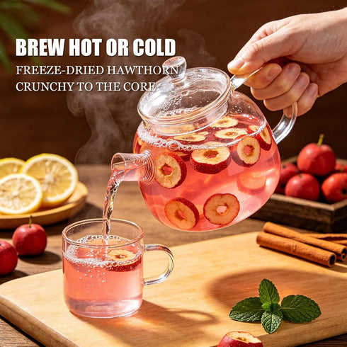 WGENGWU 6.35 oz (180 Organic hawthorn berries, freeze-dried hawthorn pieces, crispy dried fruit snacks, crispy