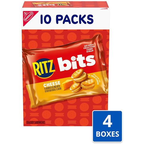 40 Packs (4 RITZ Bits Cheese Sandwich Crackers, Bulk Lunch Snacks, Snack Boxes)