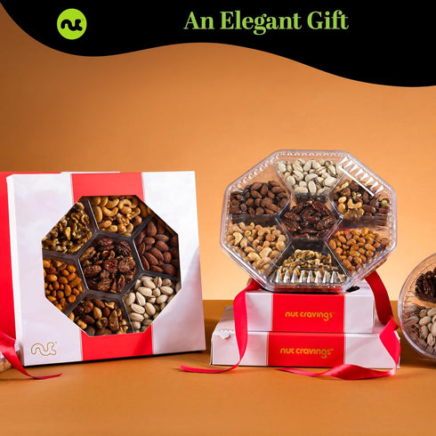 (7 1 LB) Package, NUT CRAVINGS - Easter Mixed Nuts Gift Basket in Red Gold Box Assortments, Treats for Adults, Food