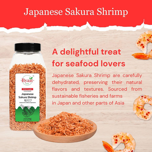 (5 oz) (4 oz) Byait Bundle Whole Dried Shrimp and Dried Japanese Sakura Shrimp