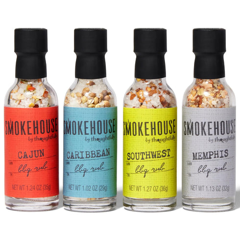 Smokehouse Gift Set by Thoughtfully, Vegan and Vegetarian Barbecue Rubs, Flavors Include Cajun, Caribbean, Memphis and Southwest, Set of 4