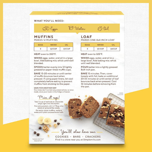 Simple Mills Almond Flour Baking Mix, Banana Muffin & Bread Mix, Gluten Free, 9 Ounce