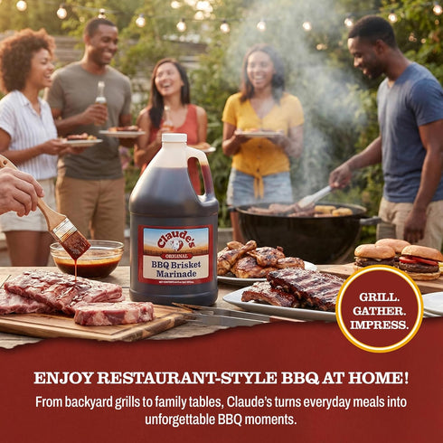 (Pack 1, 64 oz) Claude's Original BBQ Brisket Marinade Sauce of Smoky Texas Barbecue Sauce Tenderizing, Gluten Free