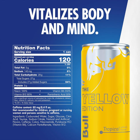 8.4 Oz (24 Count) Red Bull Energy Drink, Tropical, Yellow Edition, Fl