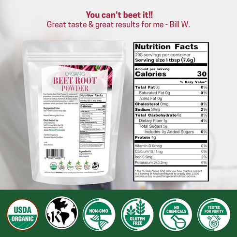 5 lb Organic Beet Root Powder - Red Superfood Supplement for Drinks, Juice, Smoothies Recipes - All Natural, Vegan, Non
