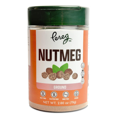(2.80 Oz) 100% Pereg Ground Nutmeg - Non-GMO, Gluten-Free, Non Irradiated - Ground From Whole Nutmeg - Use In Sausages