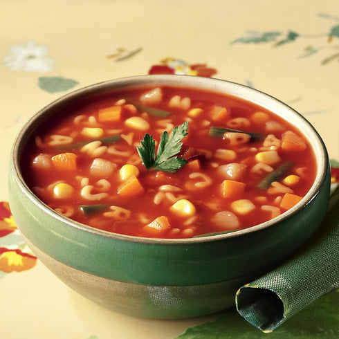 14.1 Oz Amys Soup, Vegan Alphabet Soup, Low Fat, Made With Organic Potatoes, Carrots and Green Beans, Canned Soup