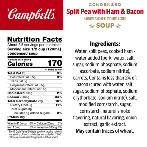 11.5 (Pack 12) Campbell's Condensed Split Pea with Ham Soup, Ounce