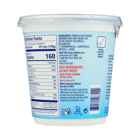Fage 5% 32 oz Total Greek Yogurt, Whole Milk, Plain