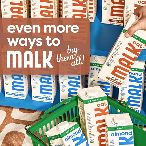 (32oz, Pack 6) MALK Oat Milk of Original Shelf Stable Organic Oat Milk, Non GMO, Dairy Free, Vegan, Plant Based, No