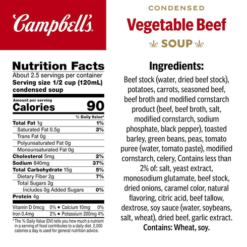 10.5 (Pack 6) Campbell's Condensed Vegetable Beef Soup, Ounce Can