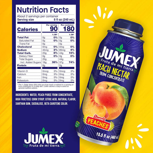 15.5oz, 12 Pack Jumex Peach Nectar Lata Botella - Made with Fresh Fruit Puree & Peach Juice Concentrate for Fruit