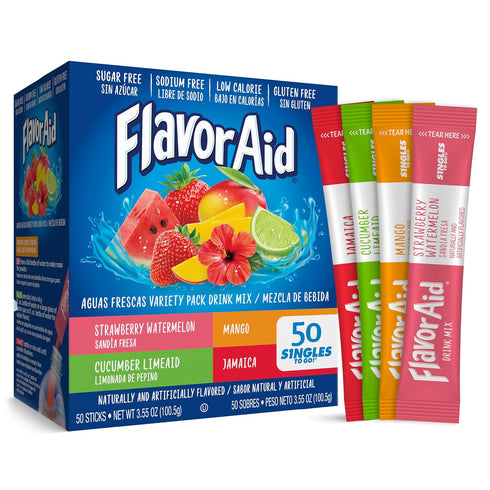 Flavor Aid Aguas Frescas Singles To Go Variety Pack, Powdered Drink Mix,