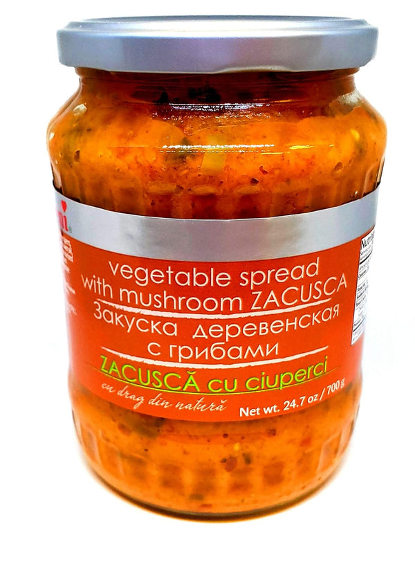 Raureni Traditional Romanian Zacusca Vegatable Spread with Mushrooms Russian Eggplant Spread 700 grams