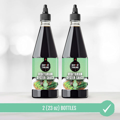 Best Of Thailand Vegetarian Oyster Sauce - Improved NO MSG, Authentic Vegan Sauces for Dressings & Cooking, 2 Pack