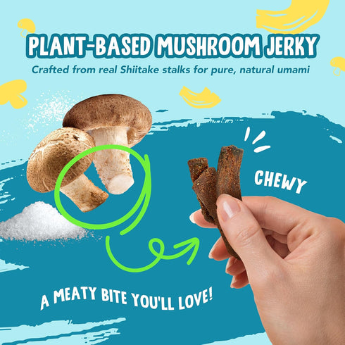 3-Pack Yummy 0.58 lbs., The Daily Good Mushroom Jerky - Snacks, High-Fiber Mushroom Snack, Gluten-Free Food, Contains