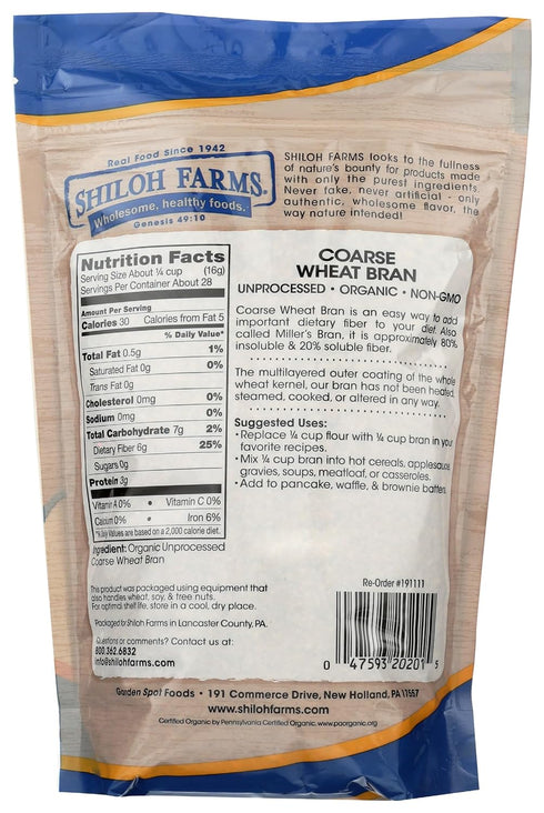 Shiloh Farms 16 , Bran Coarse Organic, Ounce