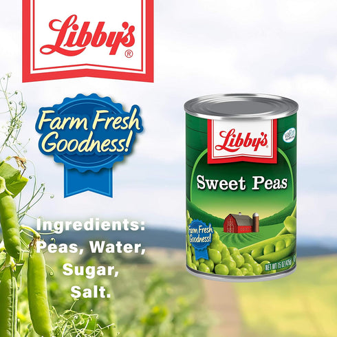15 (Pack 12) Libby's Sweet Peas Cans, Ounce