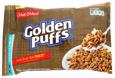 Malt-O-Meal Golden Puffs Cereal, Bulk Bagged Cereal, 26.5 oz. Bag