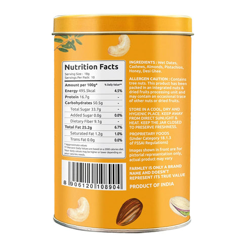 Farmley 200 (Pack 10) (7.05 Oz) Protein Dates Bars Jars| Dates Bite with No Added Sugar | Made with Zero Added Sugar |