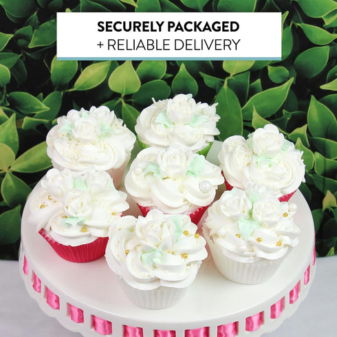 Set, 24 Count Global Sugar Art Edible Royal Icing White Rose Two sizes, for Cake and Cupcake Decorating by Chef Alan