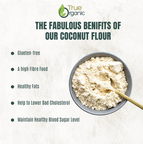 4 64 Oz True Organic Ceylon Coconut Flour, Pound / Bulk Bag, Certified Organic, USDA & Kosher Certified, Non-GMO