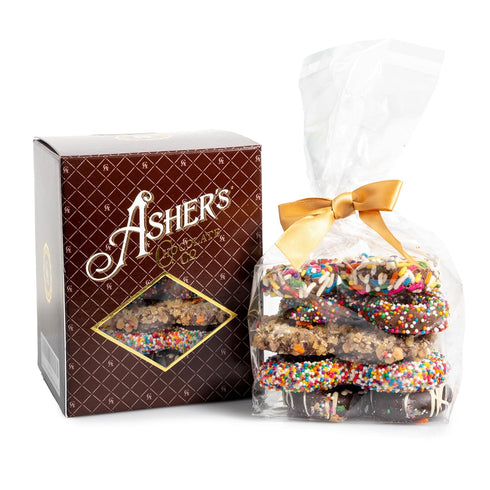 1892, Asher's Chocolates, Chocolate Covered Pretzels Gift Basket, Holiday Assortment of Candy, Small Batches of Kosher