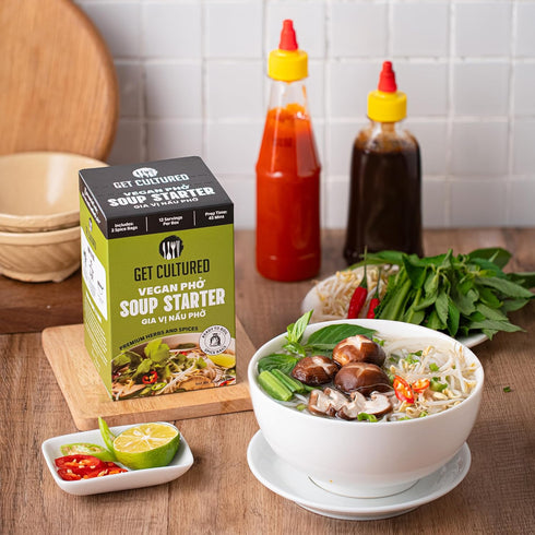 3.2 oz (10-12 Get Cultured Box Vegan Pho Soup Starter, Authentic Vietnamese Vegan Broth Base with Curated Herbs